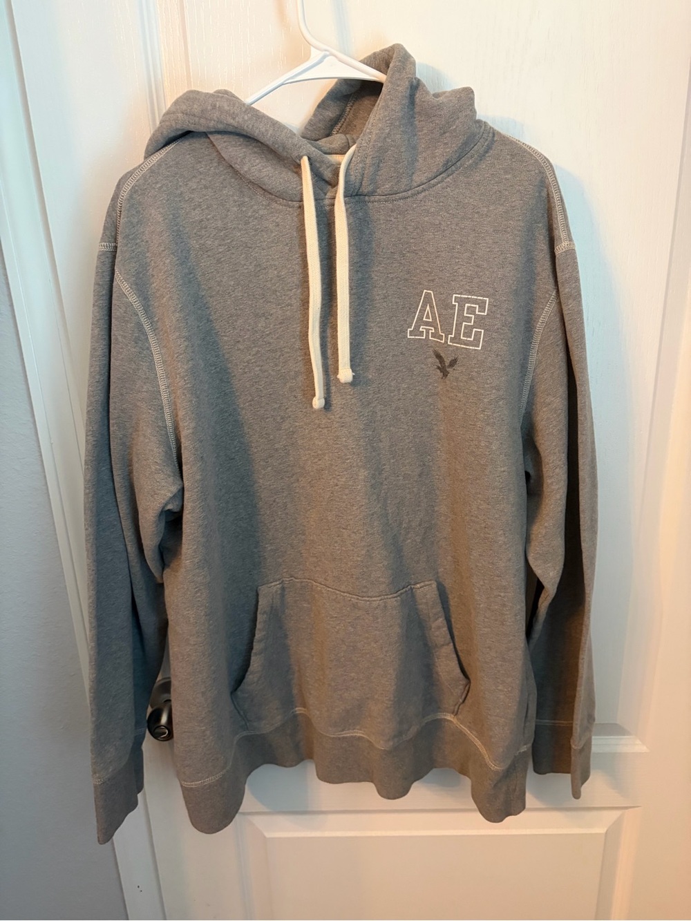 American Eagle Outfitters Gray Pullover Hoodie with AE Logo